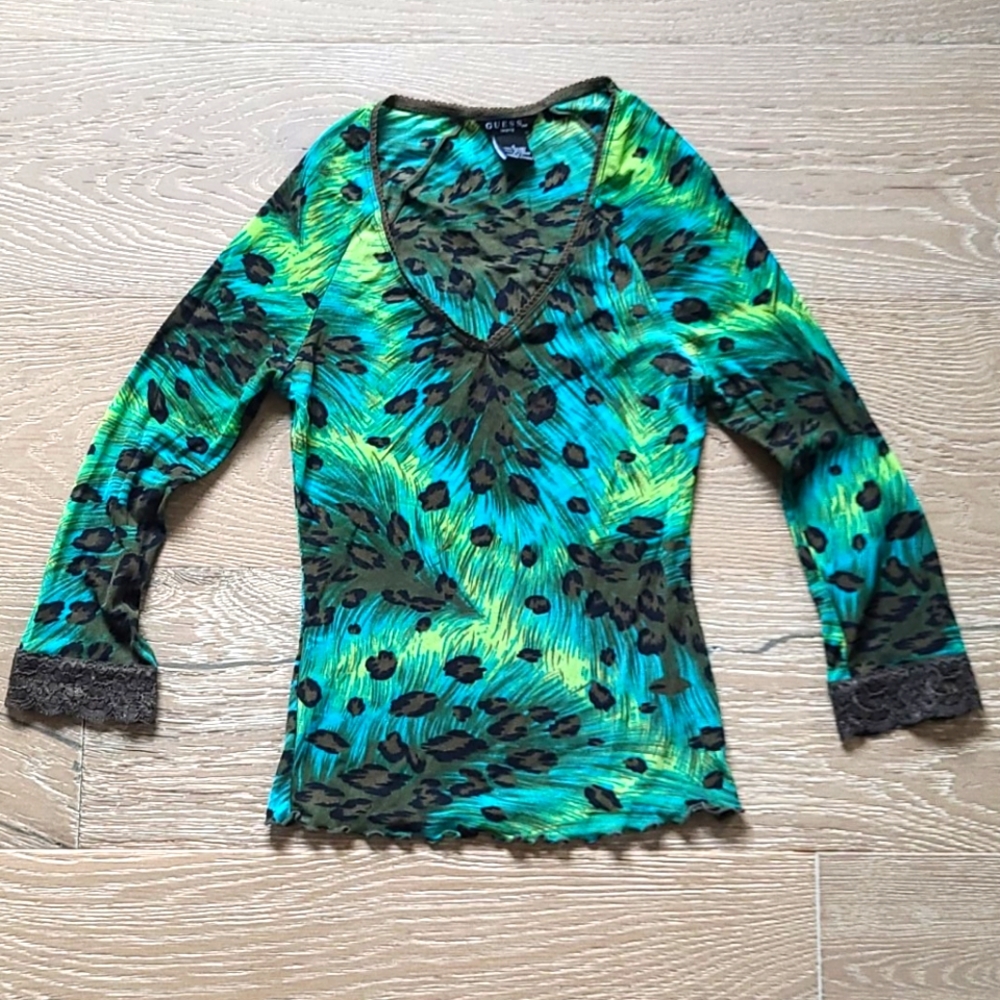 Guess leopard 3/4 sleeve top